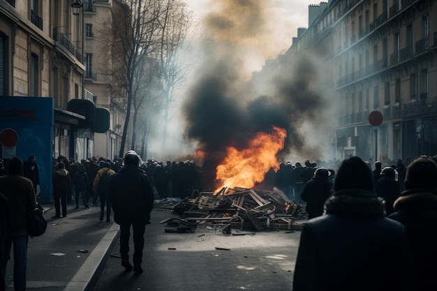 Le chaos de la manifestation parisienne Generate Ai