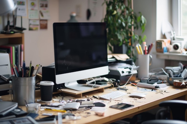 Photo un chaos organisé dans un bureau animé