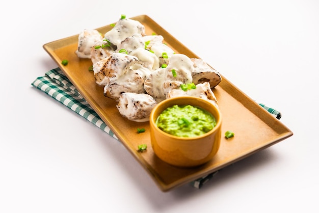 Chap malai de soja végétarien à base de chaap de soja avec sauce crémeuse blanche