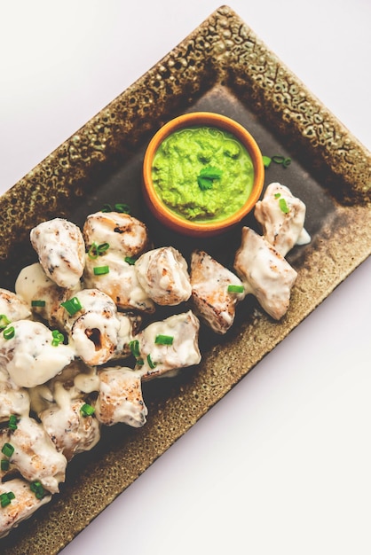 Chap malai de soja végétarien à base de chaap de soja avec sauce crémeuse blanche