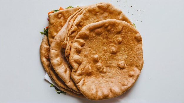 Chapati de cuisine indienne sur fond blanc