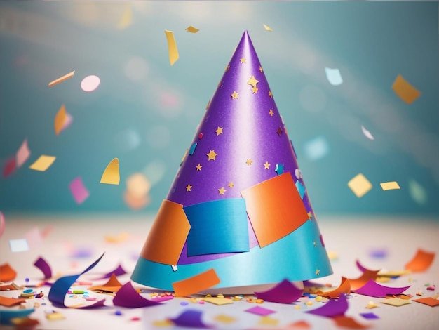 Chapeau d'anniversaire de joie de célébration d'anniversaire avec des confettis