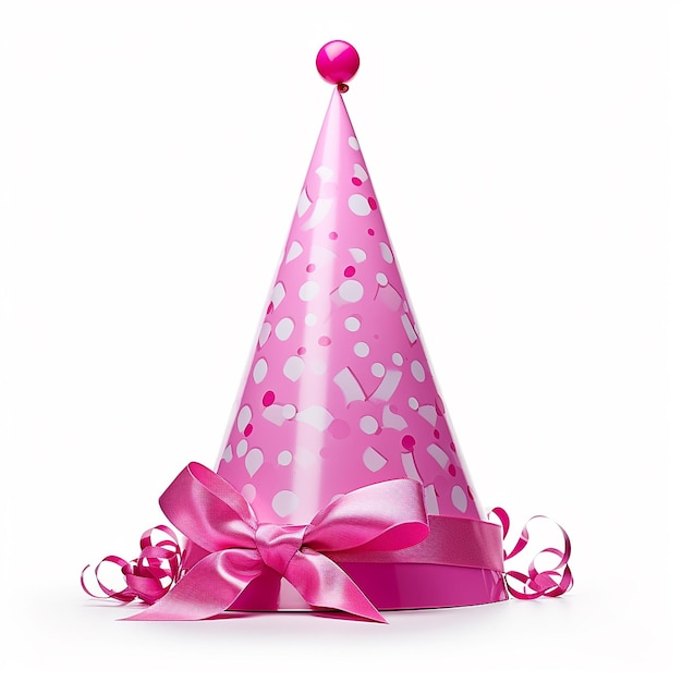 Photo chapeau d'anniversaire rose isolé sur un fond blanc clair