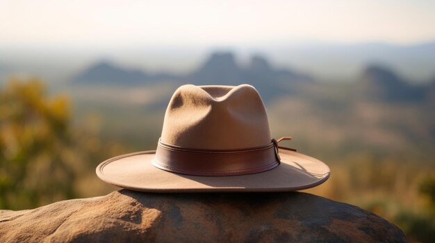Un chapeau au sommet d'un rocher