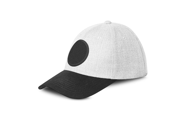 Photo chapeau de baseball gris chapeau de sport avec visière isolée sur fond blanc avec chemin de coupe