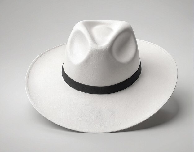 un chapeau blanc avec une bande noire