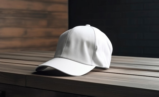 Chapeau blanc vierge sur une surface en bois