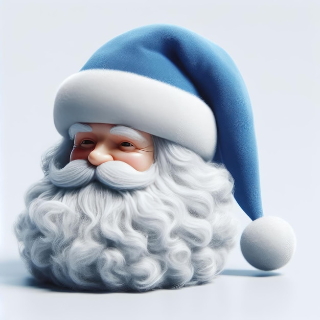 chapeau bleu du Père Noël isolé blanc