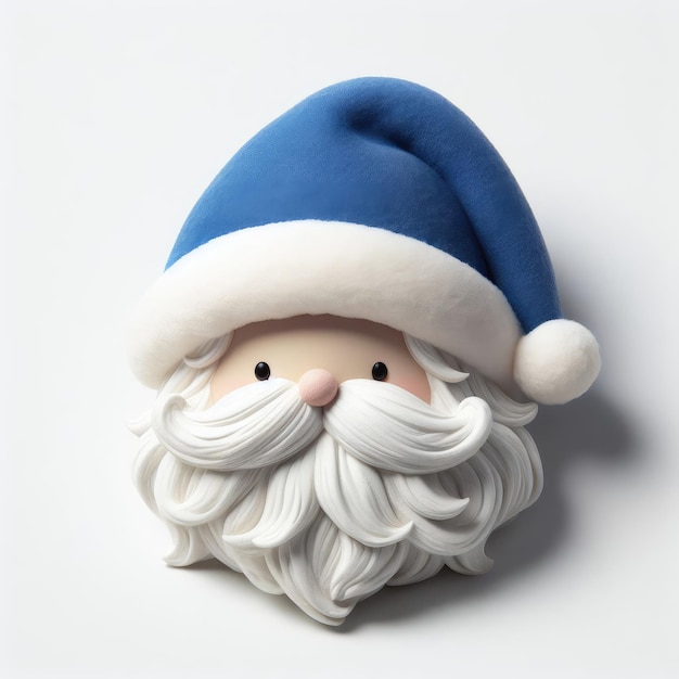 chapeau bleu du Père Noël isolé blanc