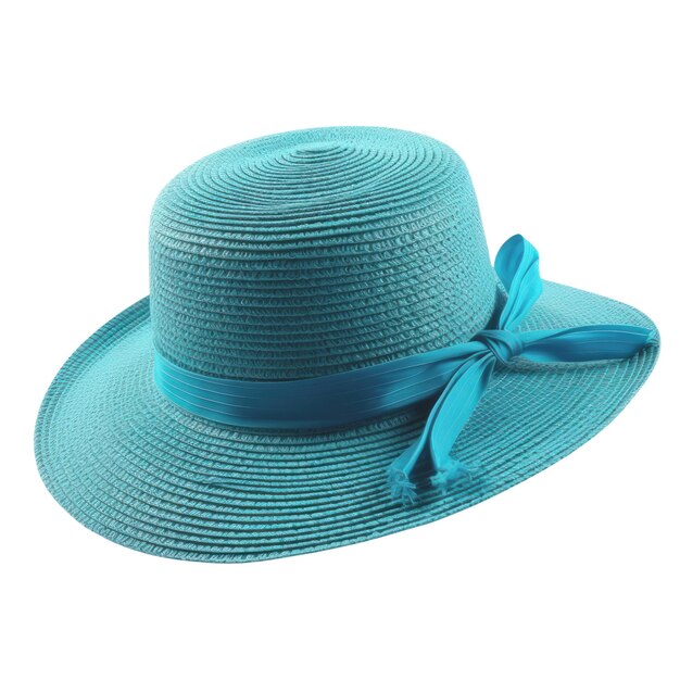 Un chapeau bleu avec un noeud dessus