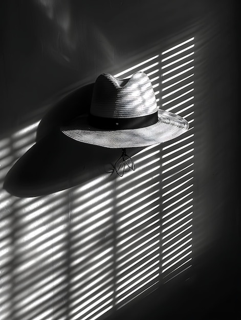 Chapeau comme silhouette Chapeau Rack ombre coulée sur le mur Angulaire et L Photo créative d'arrière-plan élégant