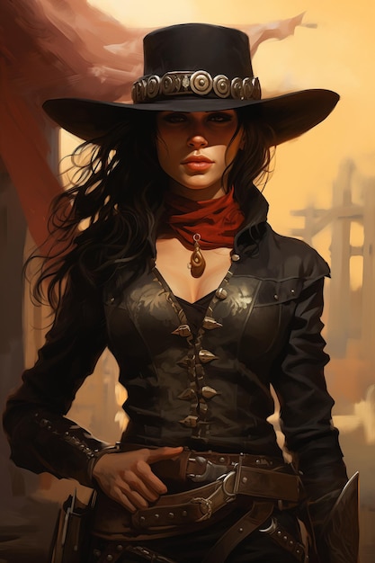 Chapeau de Cowboy Femme en Cuir