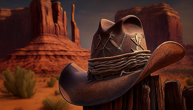 Un chapeau de cowboy avec le mot western dessus