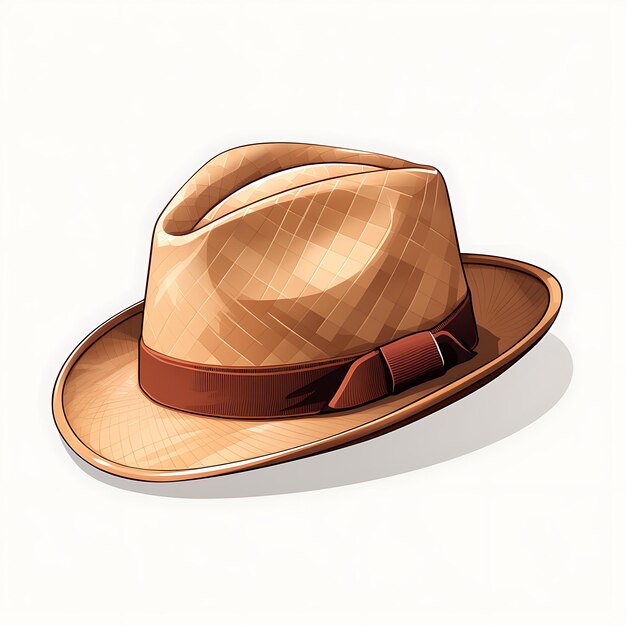 Chapeau élégant de couleur beige avec bande brune