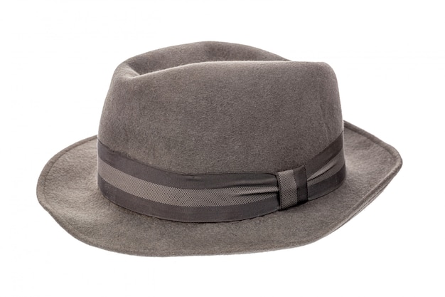 Chapeau fedora rétro vintage gris isolé