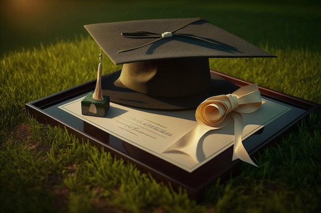 Le chapeau graduate39s diplôme des étudiants universitaires Graduation hat Modèle de casquette académique pour la conception du lycée ou du collège