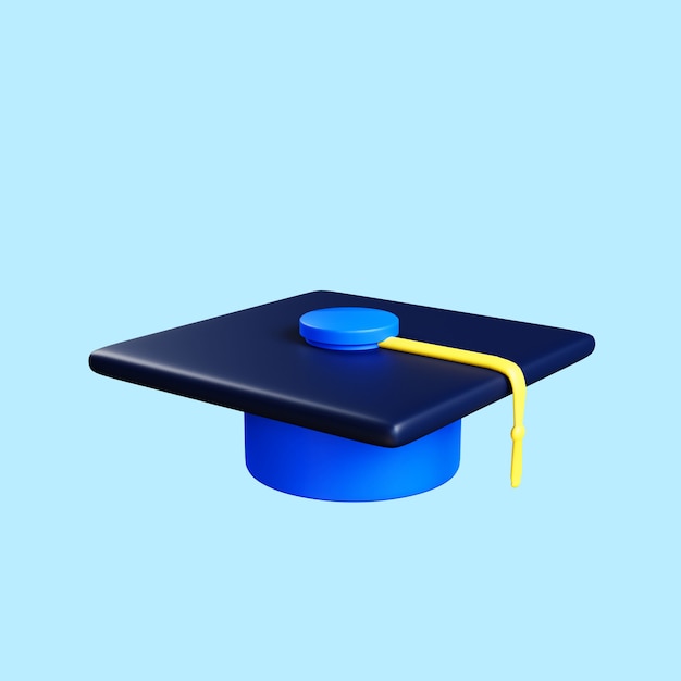 chapeau de graduation 3d rendu illustration isolée