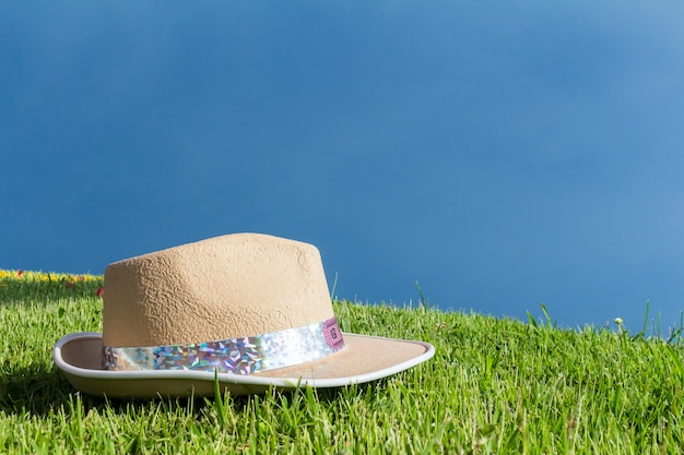 Chapeau sur l&#39;herbe. pelouse