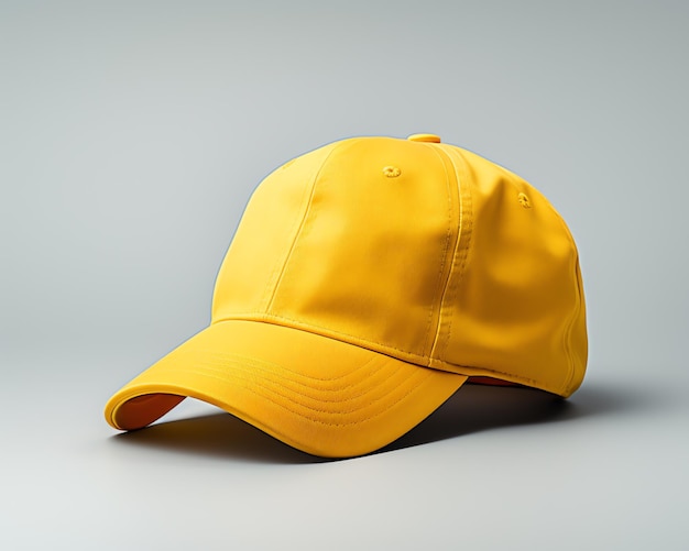 Un chapeau jaune sur fond gris