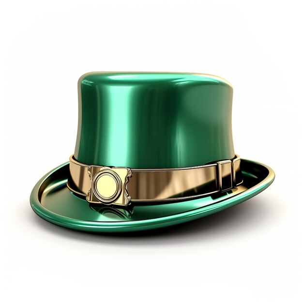 Chapeau de jour de St Patrick vert vectoriel 3D avec trèfle