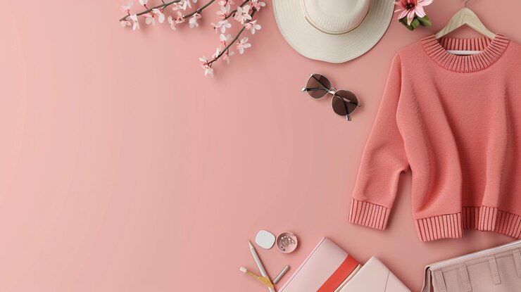 Photo un chapeau, des lunettes de soleil et un chapeau sont sur un mur rose.