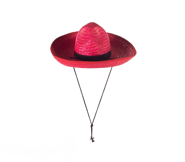 Chapeau mexicain rouge isolé sur fond blanc