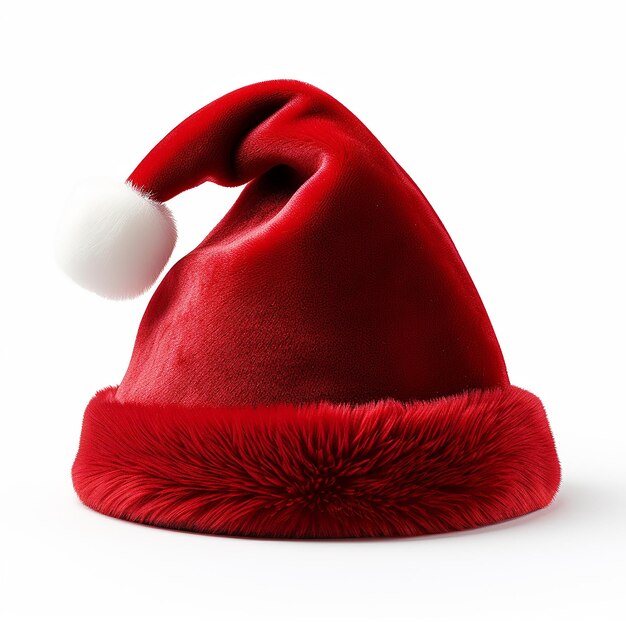 Chapeau de Noël rouge sur fond blanc