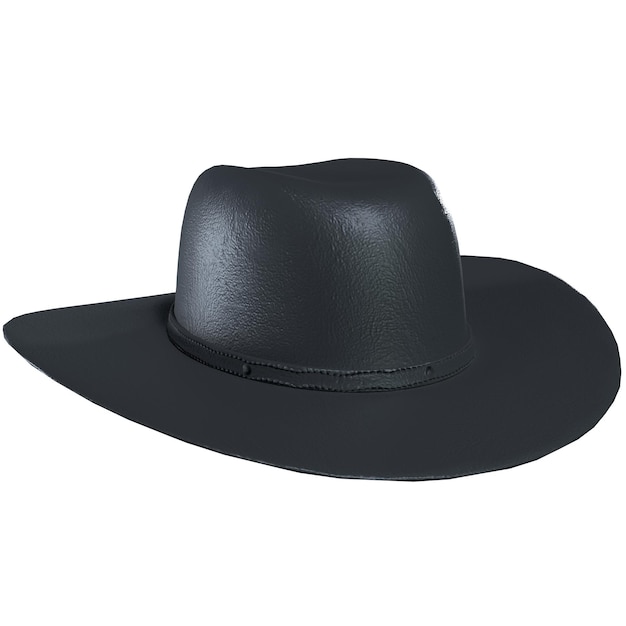 Un chapeau noir avec une bande noire est sur un fond blanc.