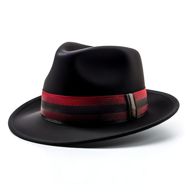 Un chapeau noir avec une bande rouge qui dit "je ne sais pas ce que c'est". '