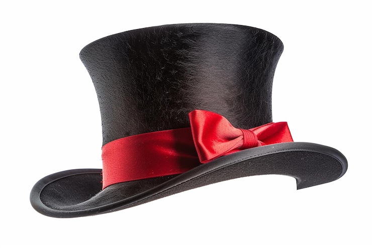 Photo un chapeau noir avec un ruban rouge dessus