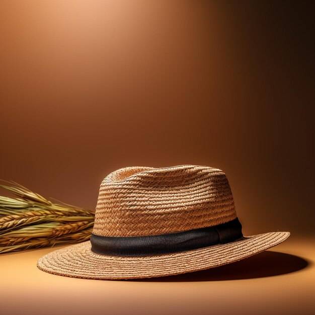 un chapeau de paille avec un chapeau de paille et un chapeau de paille qui dit " paille ".