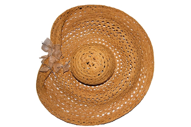 Photo chapeau de paille d'été lumineux isolé sur fond blanc