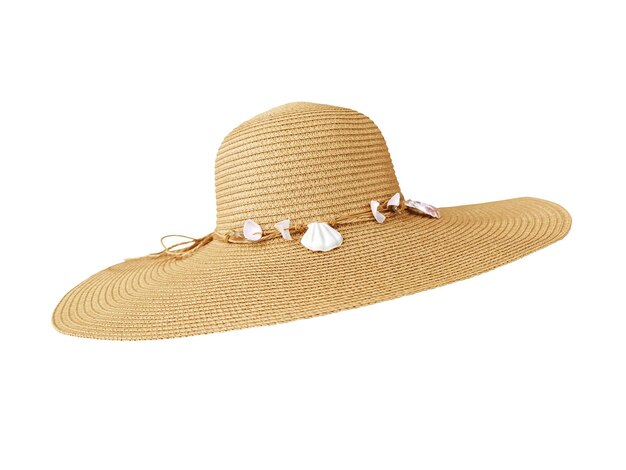 Photo chapeau de paille isolé dans le studio concept d'accessoire de mode et de vacances à la plage