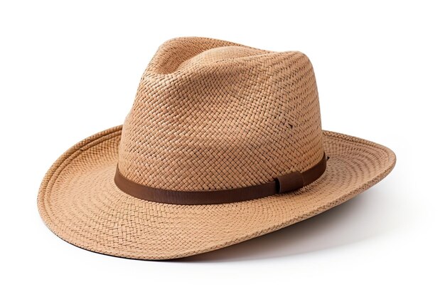 Chapeau de paille vintage isolé sur fond blanc