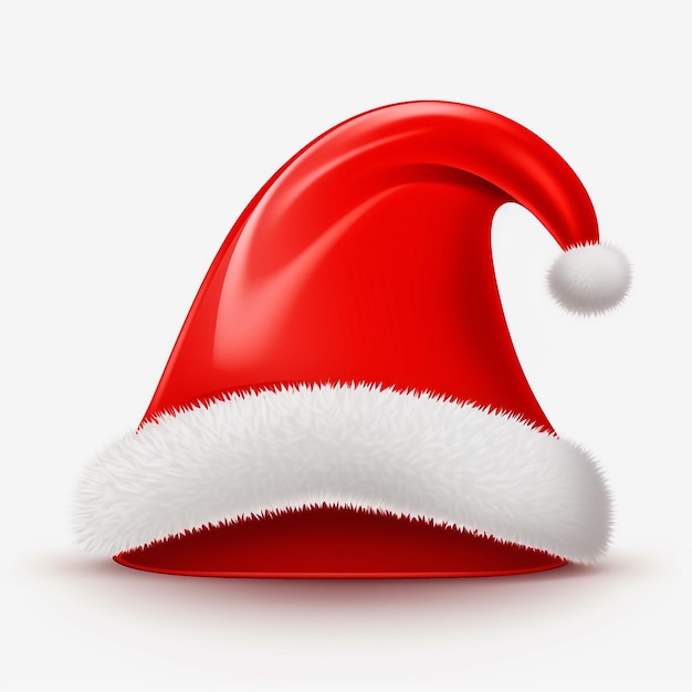 Chapeau de Père Noël réaliste vectoriel Joyeuses vacances de Noël coiffure de nouvelle année pour l'hiver xmas celebra