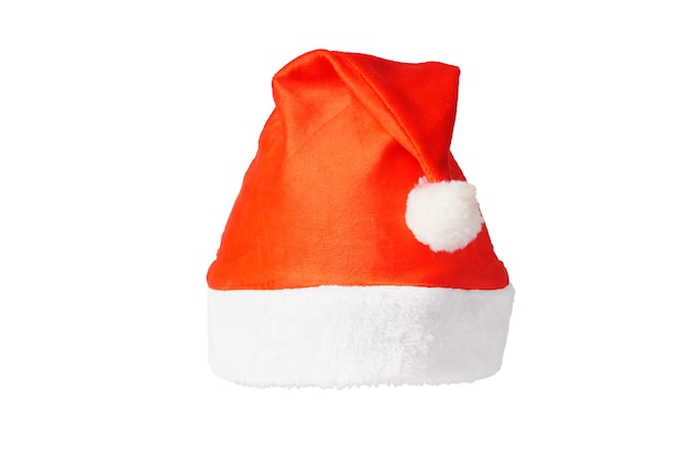 Chapeau de père Noël rouge isolé sur fond blanc. Chapeau de Fête