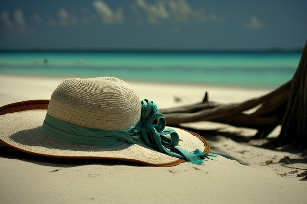 Chapeau de plage sur la plage des Maldives