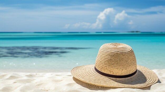 Chapeau de plage sur la plage des Maldives