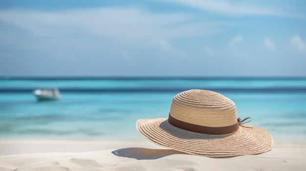 Chapeau de plage sur la plage des Maldives