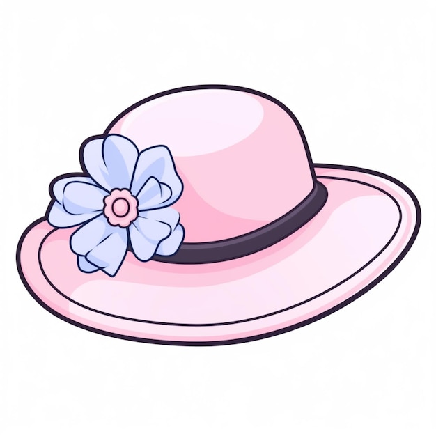 un chapeau rose de dessin animé avec une fleur sur le côté génératif ai
