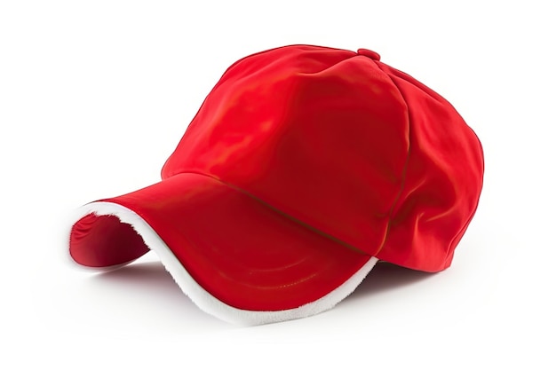 Un chapeau rouge avec une bordure blanche qui dit "rouge" dessus