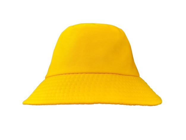 chapeau de seau jaune isolé sur fond blanc