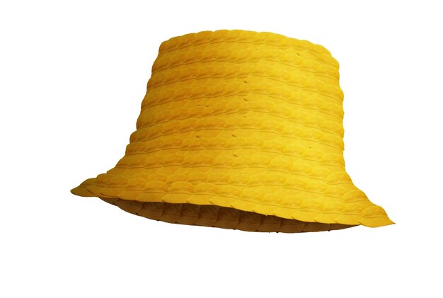 Chapeau à seau jaune isolé sur fond blanc