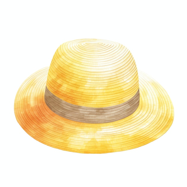 Photo chapeau de soleil accessoire de vie simple pour la journée d'été en couleur tropicale aquarelle dans le style hawaïen