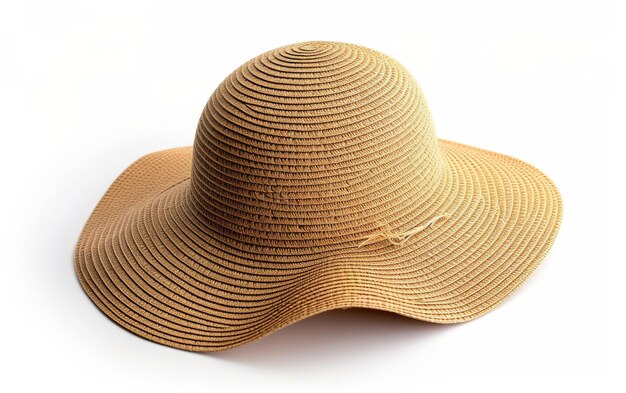 Le chapeau de soleil à la mode pour les aventures au soleil sur fond blanc