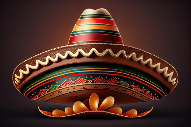 Chapeau de sombrero mexicain objets isolés de fête fiesta vectorielle et Cinco de Generative Ai