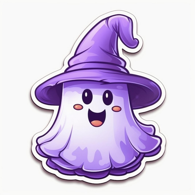Un chapeau de sorcière violet avec un chapeau violet dessus