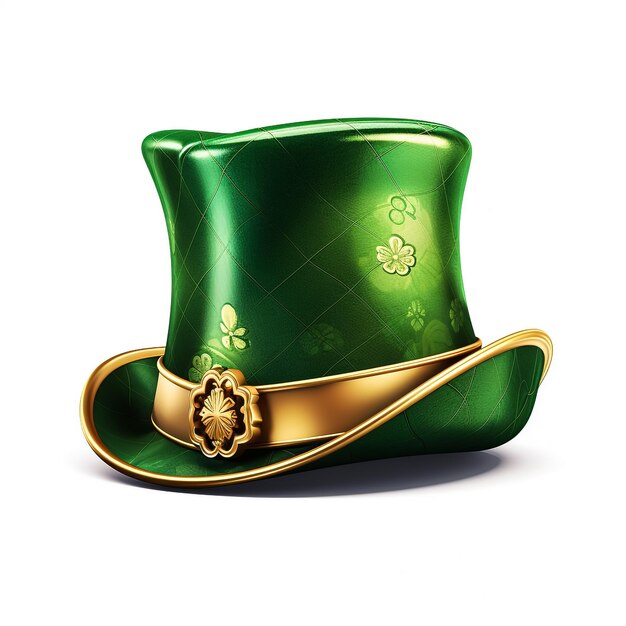 Chapeau de St Patricks avec trèfle isolé sur blanc chapeau de lutin vecteur Clipart