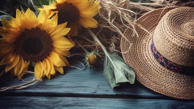 Un chapeau avec un tournesol dessus