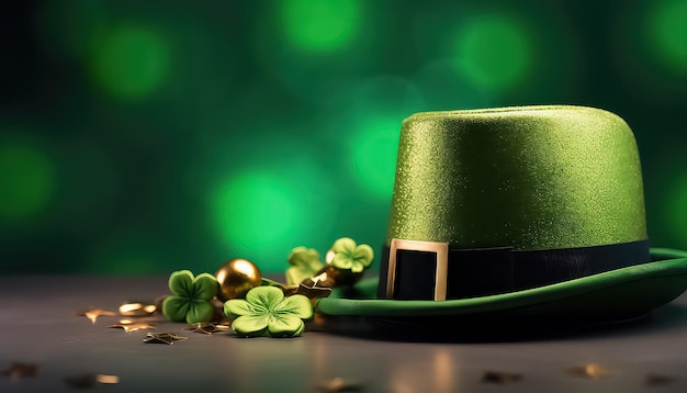 Chapeau vert avec concept de trèfle Jour de Saint-Patrick